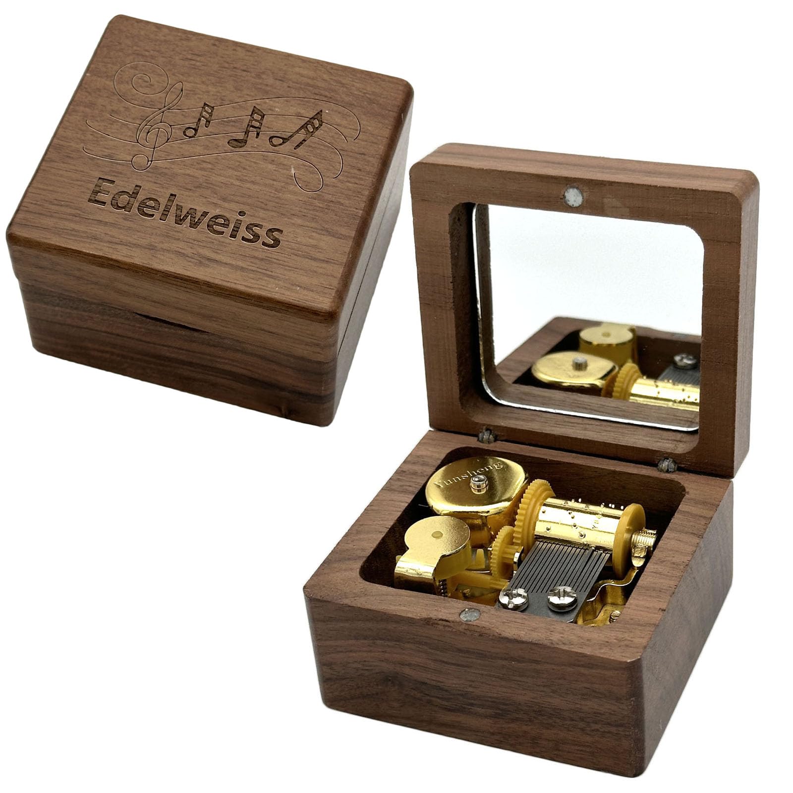 Amazon.com: Pursuestar Luxury Walnut Wood Music Box -Edelweiss